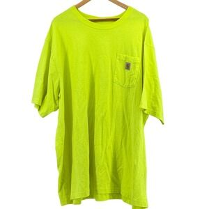 Carhartt Mens 4XL Loose Fit Work Pocket T-Shirt Neon Yellow High Visibility K87